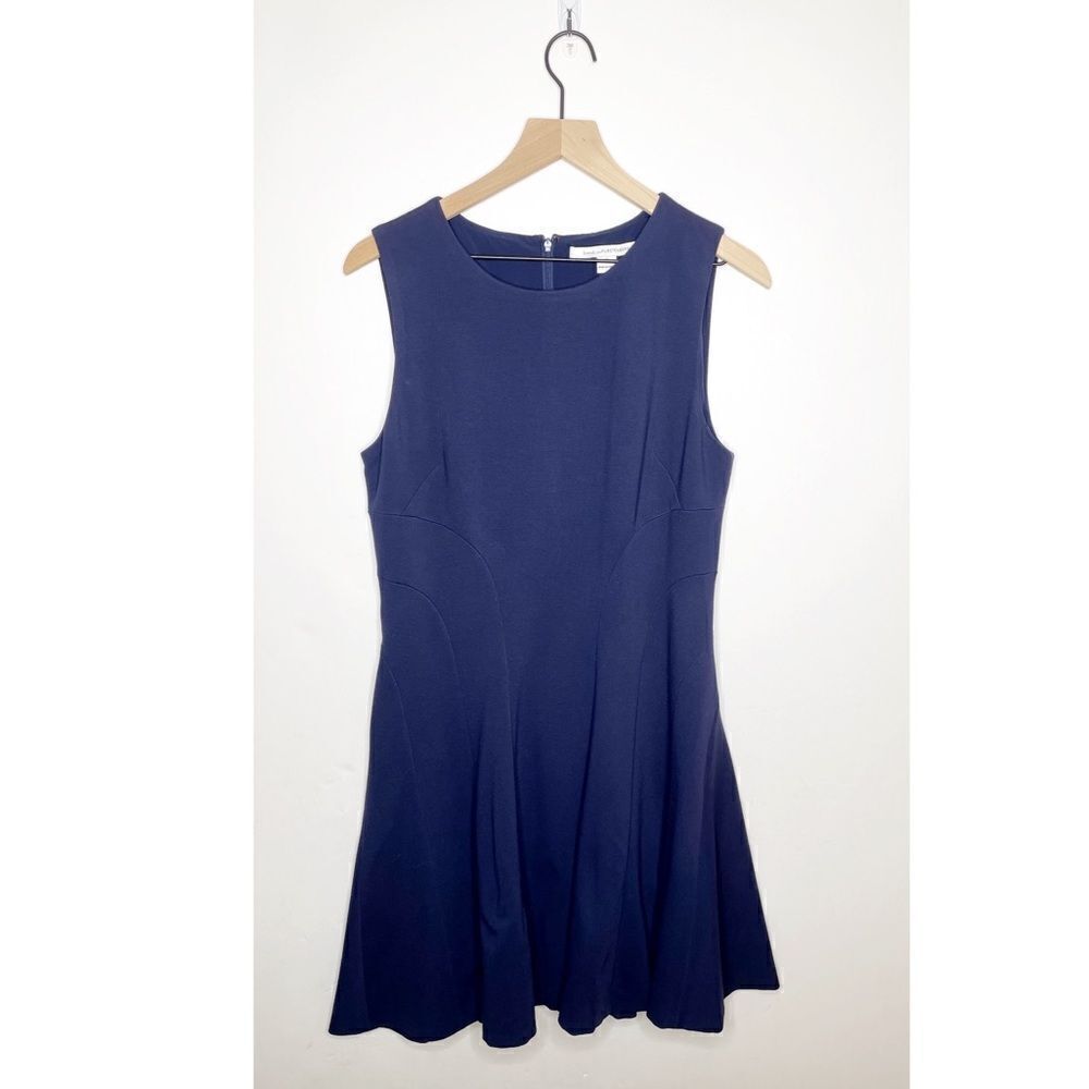 Diane Von Furstenberg DVF Sleeveless Fit and Flare Mini Dress Navy Blue Size 12